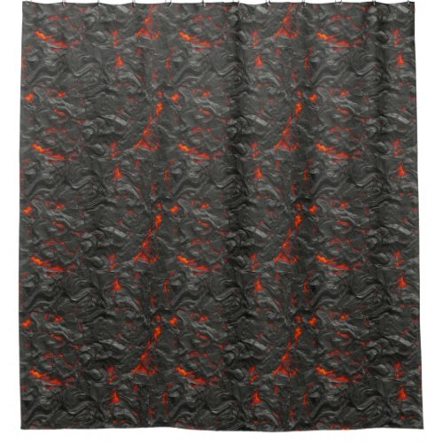 Molten lava volcano black and red shower curtain