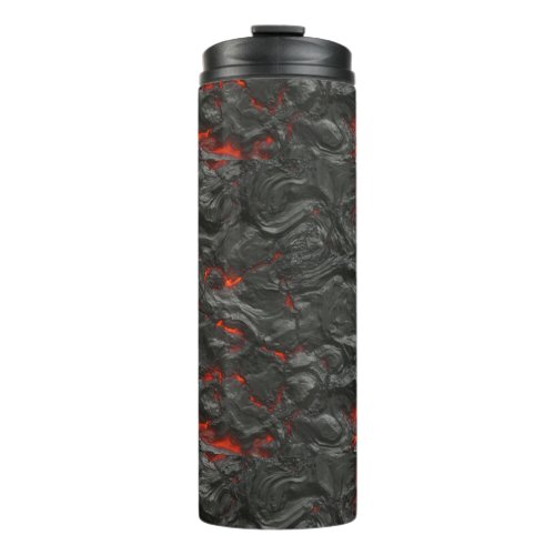 Molten lava volcano black and red thermal tumbler