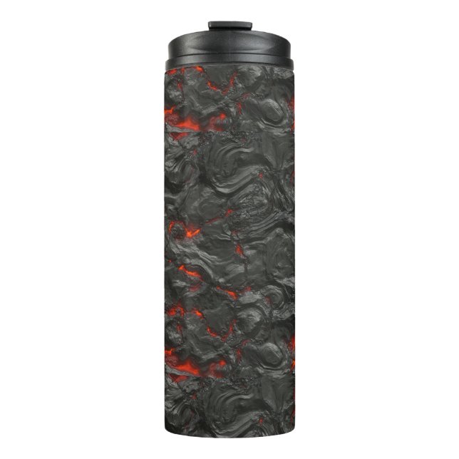 Molten lava volcano black and red thermal tumbler (Front)