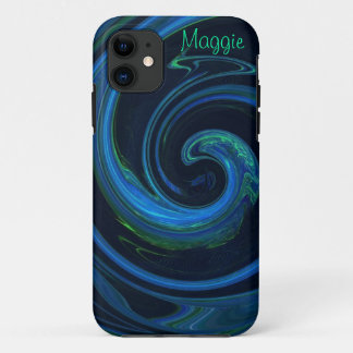 Molten Malachite Azurite Abstract Wave iPhone 11 Case