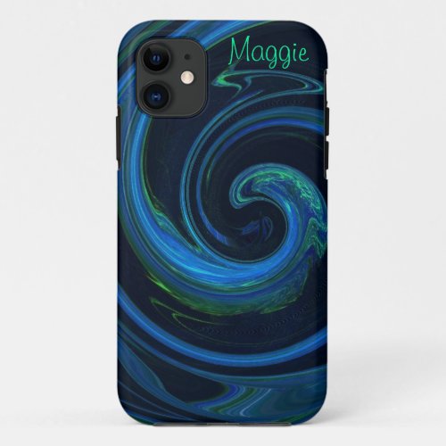 Molten Malachite Azurite Abstract Wave iPhone 11 Case