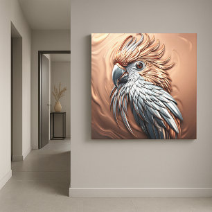 Molten Metallic Copper Gold Silver Cockatoo Parrot Canvas Print