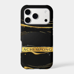 Molten Opulence: Designer Black & Gold Flowing Abs iPhone 17 Pro Case