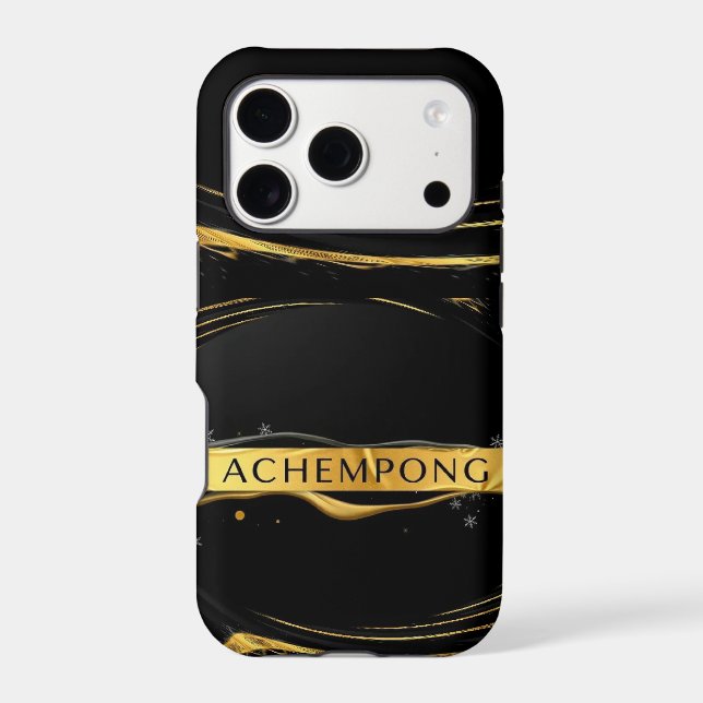 Molten Opulence: Designer Black & Gold Flowing Abs Case-Mate iPhone Case (Back)