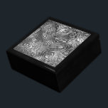 Molten print tile gift box large<br><div class="desc">Gift box with a cool "liquid metal look" abstract design,  and swirling,  bubbling shapes in shades of silver grey. Can be used as a background for your own text,  images and ideas. Please note this is a printed digital art image,  it does not shine or contain real metal.</div>