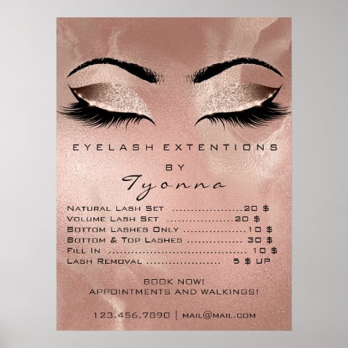 Molten Rose Gold Makeup Artist Eyes Lashes Prices Poster