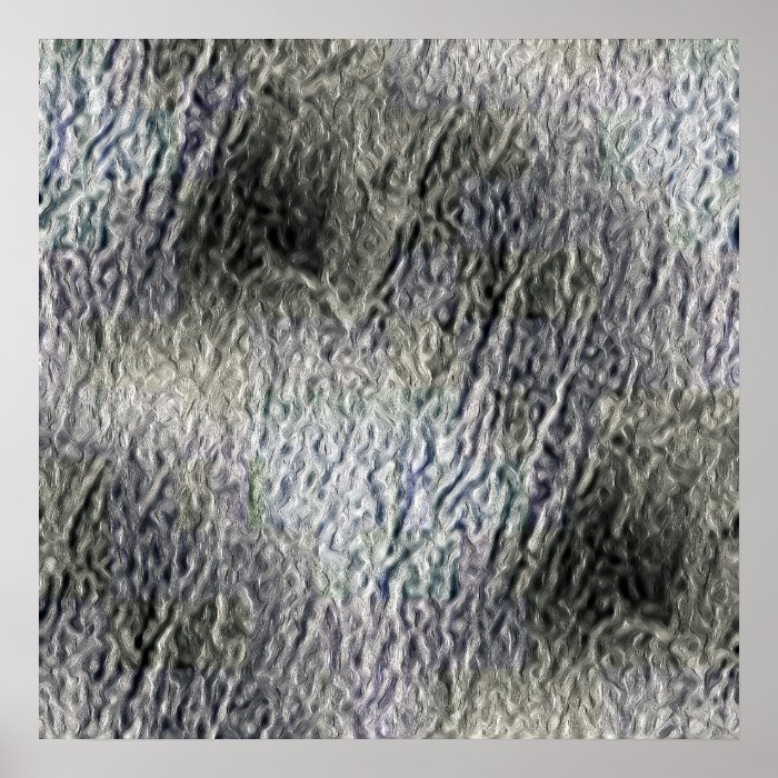 MOLTEN silver AQUA MELTED METAL DIGITAL ABSTRACT R Poster