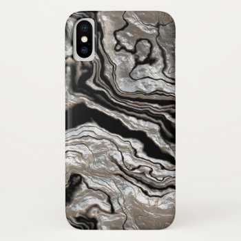 Molten Silver Black Marble Pattern Iphone X Case by its_sparkle_motion at Zazzle