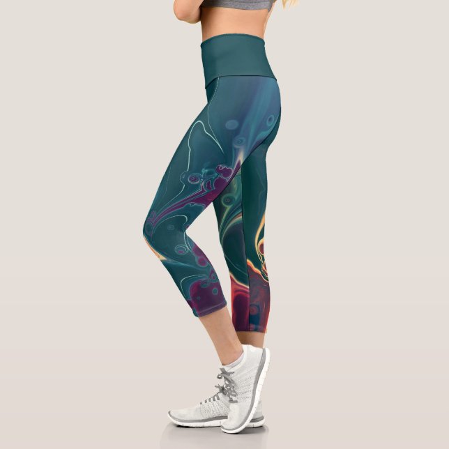 Molten Waves in Midnight Motion Capri Leggings (Left)