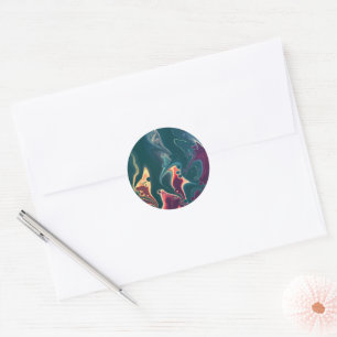 Molten Waves in Midnight Motion Classic Round Sticker