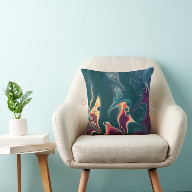 Molten Waves in Midnight Motion Throw Pillow (Chair)