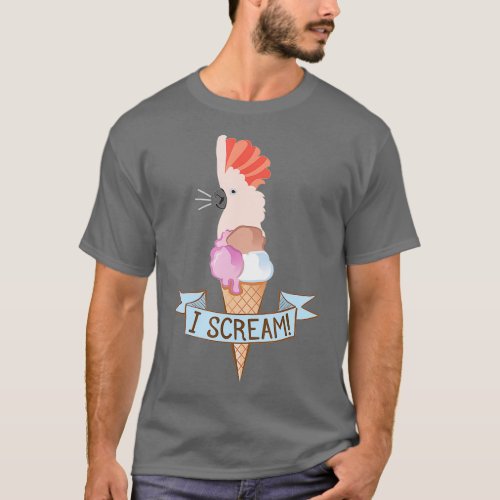 Moluccan Cockatoo Parrot Ice Cream T_Shirt