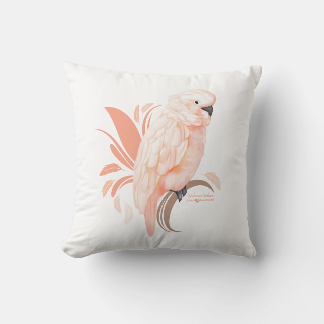 Moluccan Cockatoo Throw Pillow (Front)