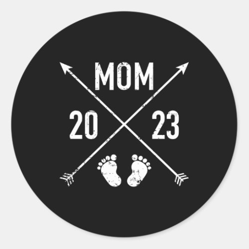 Mom 2023 Hipster Classic Round Sticker