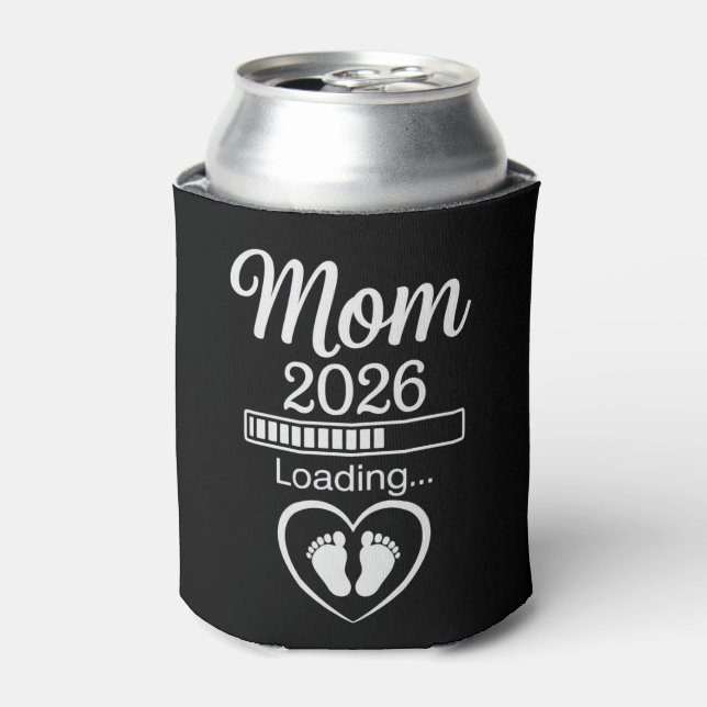 Mom 2026 Loading Dad Pregnancy Announcement Baby Can Cooler (Can Front)