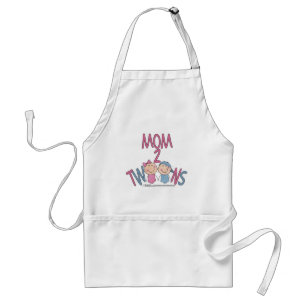 Mom 2 Twins Boy and Girl Adult Apron