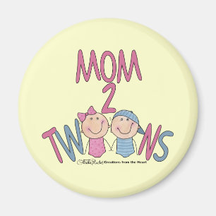 Mom 2 Twins Boy and Girl Magnet
