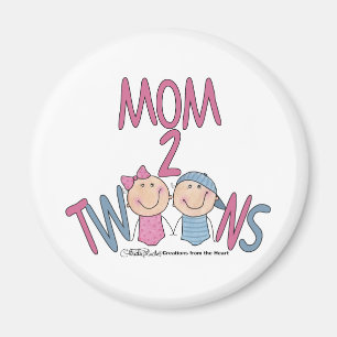 Mom 2 Twins Boy and Girl Magnet