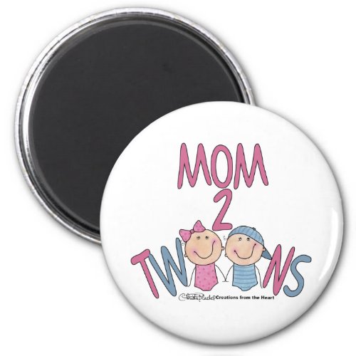 Mom 2 Twins Boy and Girl Magnet
