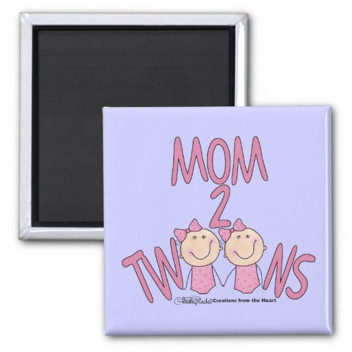 Mom 2 Twins Girls Magnet