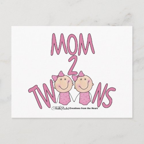 Mom 2 Twins Girls Postcard