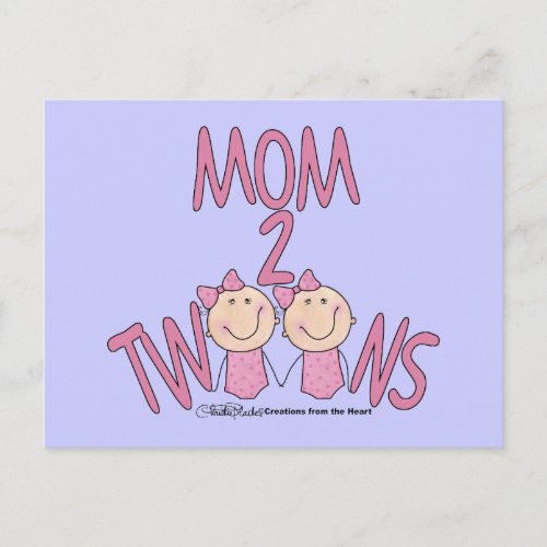 Mom 2 Twins Girls Postcard