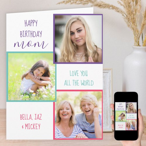 Mom 3 Photo Collage Personalized Birthday Card
