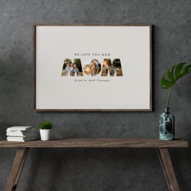 Mom 3 photo modern elegant black cream mothers day foam board (Creator Uploaded)