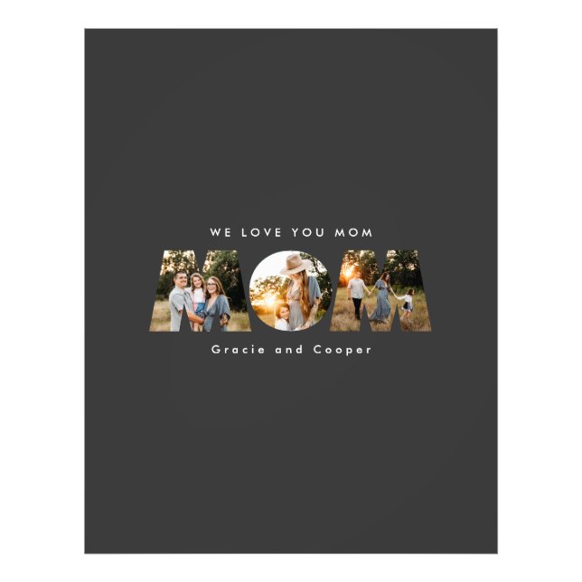 Mom 3 photo modern elegant black white mothers day (Front)