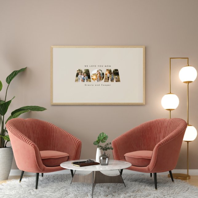 Mom 3 photo modern elegant black white mothers day foam board (Creator Uploaded)