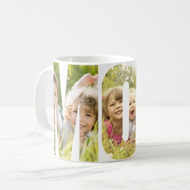 MOM 3 Photos Cutout Letters Coffee Mug (Front Left)