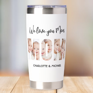 Mom 3 Photos Cutout Letters Insulated Tumbler