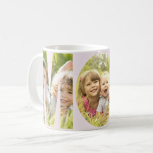 MOM 3 Photos Cutout Letters Pink or Your Color Coffee Mug