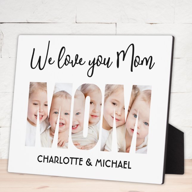 Mom 3 Photos Cutout Letters Plaque (Creator Uploaded)