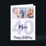 Mom 40th Birthday Purple Script Photo Collage Card<br><div class="desc">Put a smile on a face with this personalized 40th birthday modern script photo collage card for your Mom. You can add her cute childhood photos in or anything you like. - Simply click to personalize this design 🔥 My promises - This design is unique and is designed with you...</div>