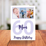 Mom 60th Birthday Purple Script Photo Collage Card<br><div class="desc">Put a smile on a face with this personalized 60th birthday modern script photo collage card for your Mom. - Simply click to personalize this design 🔥 My promises - This design is unique and is designed with you in mind 🙏 Thank you for supporting my small business - If...</div>