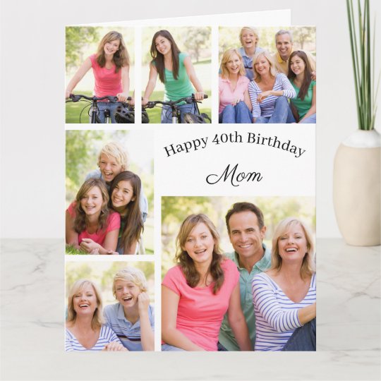 Mom 6 Photo Collage Any Age Happy Birthday Card | Zazzle.com