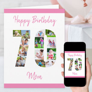 Mom 70th Birthday Number 70 Photo Collage Card