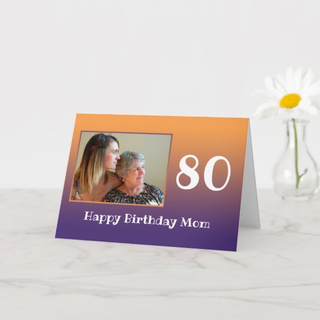Mom 80th Birthday 80 Years Old Text Photo Template (Small Plant)