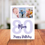Mom 80th Birthday Purple Script Photo Collage Card<br><div class="desc">Put a smile on a face with this personalized 80th birthday modern script photo collage card for your Mom. You can add her cute childhood photos in or anything you like. - Simply click to personalize this design 🔥 My promises - This design is unique and is designed with you...</div>