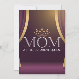 Mom Above Queen Crown Mother's Day Purple Gold Invitation