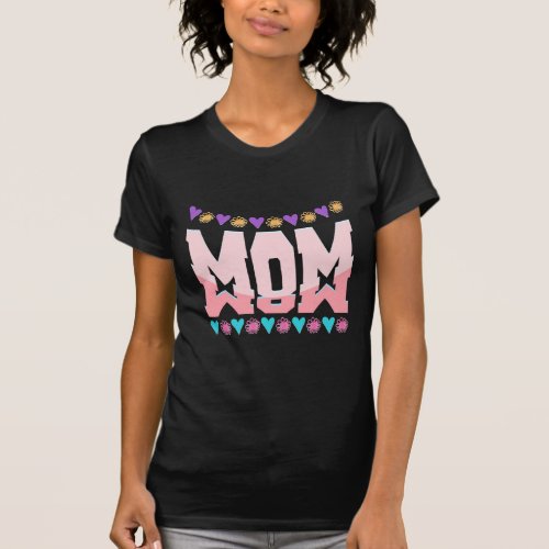 Mom Aesthetic Design Hearts And Flowers T_Shirt