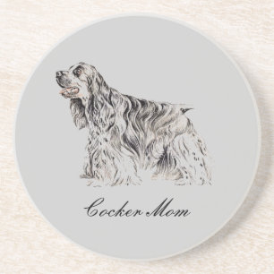 Mom, American Cocker Spaniel Sandstone Coaster