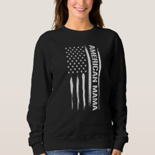Mom American Mama - American Flag Sayings Premium Sweatshirt