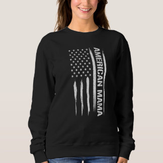 Mom American Mama - American Flag Sayings Premium Sweatshirt