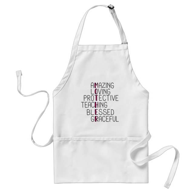 Mom Anagram Amazing Loving Protective Mother Adult Apron (Front)