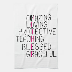 Mom Anagram Amazing Loving Protective Mother Kitchen Towel