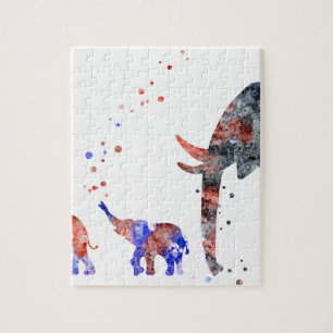 Mom and babies elephant, elephant family jigsaw puzzle