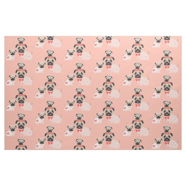 Mom and Babies Pugs Fabric (Fat Quarter)