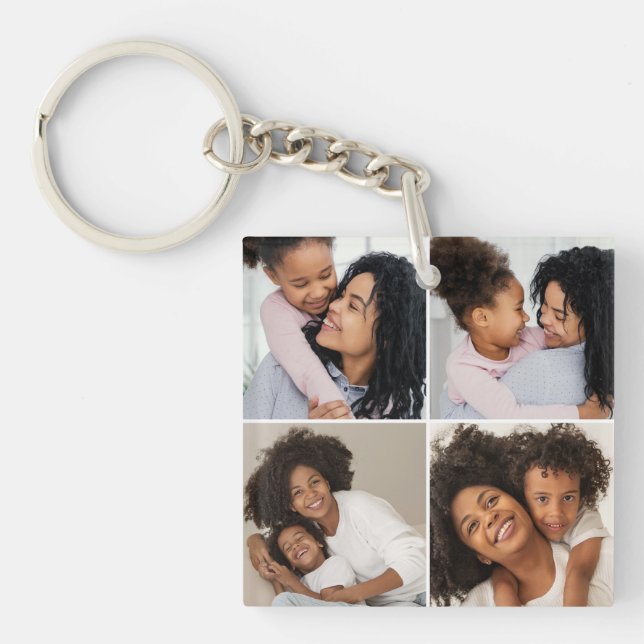 Mom and baby 4-Photo Collage Keychain (Front)
